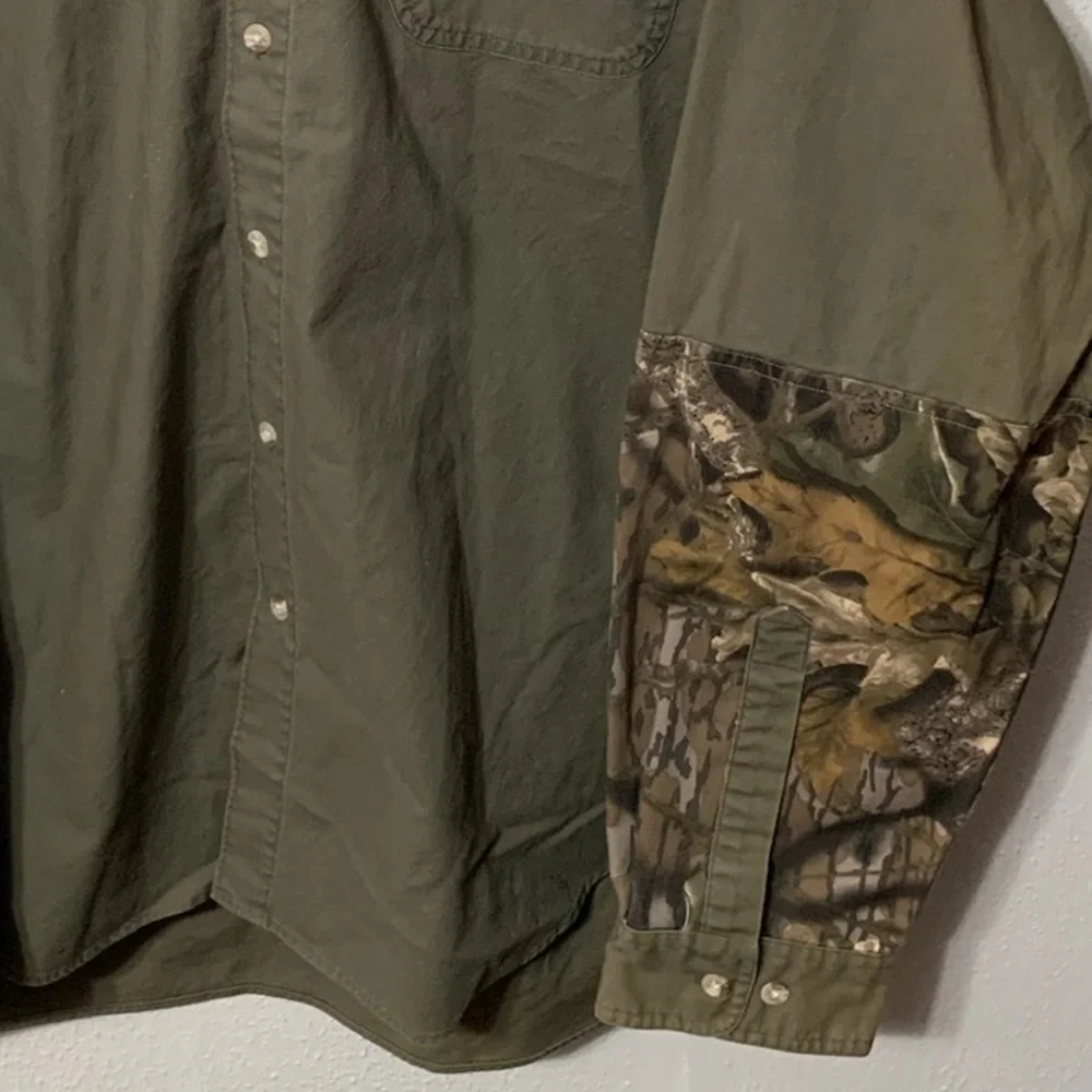 COLUMBIA • Vintage 90s Shooting Shirt Men XL Olive Camo Long Sleeve Hunting - Picture 9 of 9
